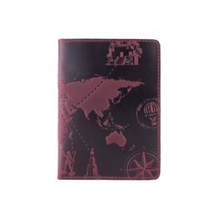 Фіолетова дизайнерська шкіряна обкладинка для паспорта з відділенням для карт, колекція "7 wonders of the world"