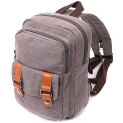 Оригинальная сумка-рюкзак с двумя отделениями из плотного текстиля Vintage 22161 Серый