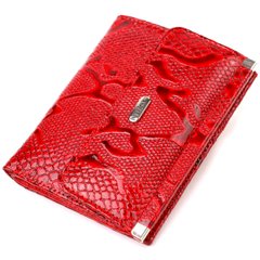Чудовий гаманець для жінок середнього розміру з натуральної шкіри з тисненням під рептилію CANPELLINI 21818 Червоний