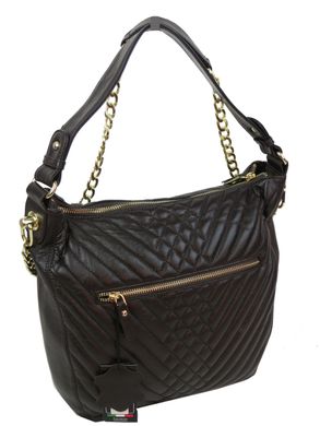Женская кожаная сумка с ремешком цепочкой Giorgio Ferretti коричневая