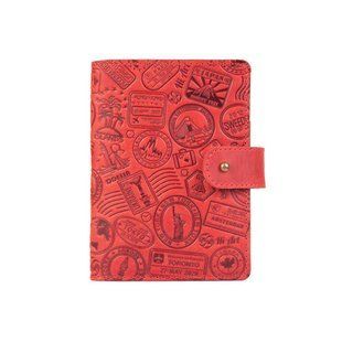Кожаное портмоне для паспорта / ID документов HiArt PB-03S/1 Shabby Red Berry "Let's Go Travel"