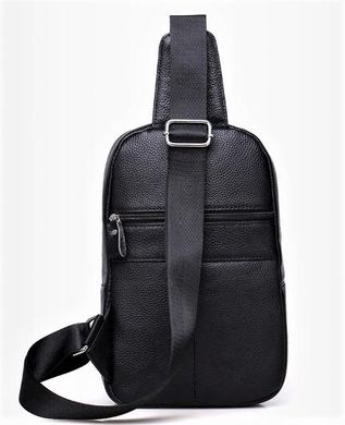Мужской кожаный слинг на грудь Tiding Bag A25F-6616A Черный