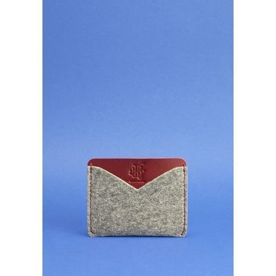 Кард-кейс 5.0 (слім) сірий фетр + бордова шкіра, виноград Blanknote BN-KK-5-felt-vin