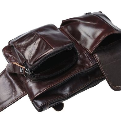 Чоловіча шкіряна поясна сумка Keizer k1886-dark brown