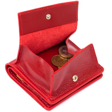 Вертикальное глянцевое портмоне с накладной монетницей GRANDE PELLE 11331 Красное