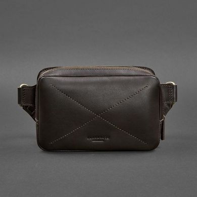 Шкіряна натуральна поясна сумка Dropbag Mini темно-коричнева Blanknote BN-BAG-6-choko