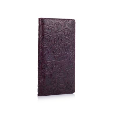 Темно фиолетовый кожаный бумажник на 14 карт, коллекция "Let's Go Travel"