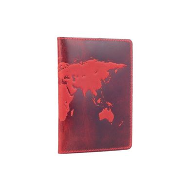 Красная дизайнерская кожаная обложка для паспорта, коллекция "World Map"