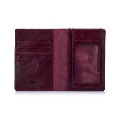 Оригінальна фіолетова дизайнерська шкіряна обкладинка для паспорта ручної роботи з відділом для ID документів