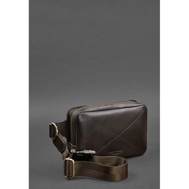 Натуральная кожаная поясная сумка Dropbag Mini темно-коричневая Blanknote BN-BAG-6-choko