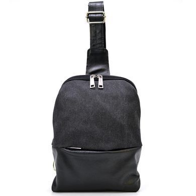 Рюкзак слинг на одно плечо из кожи и канвас TARWA GCk-1905-3md Коричневый