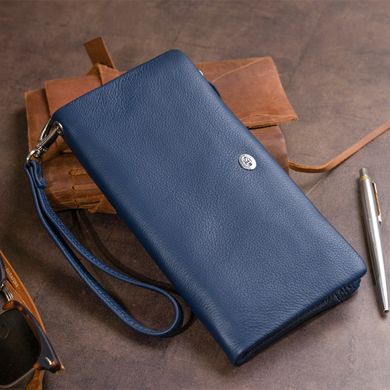 Кошелек-клатч из кожи с карманом для мобильного ST Leather 19309 Темно-синий