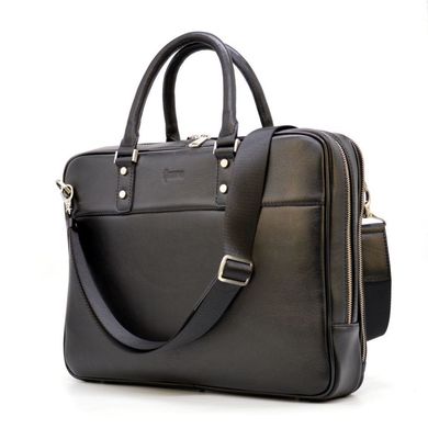 Тонкая мужская кожаная сумка-портфель на два отделения TARWA TA-4766-4lx Черный