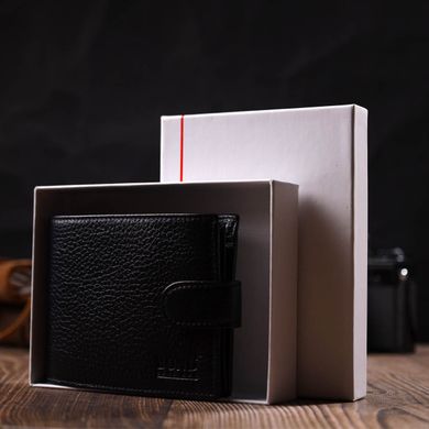Компактный и в тоже время вместительный бумажник для мужчин из натуральной кожи BOND 21996 Черный