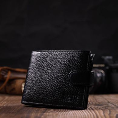 Компактний та водночас місткий гаманець для чоловіків з натуральної шкіри BOND 21996 Чорний