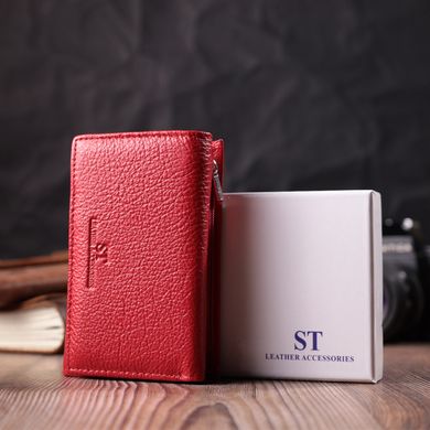 Шкіряний зручний жіночий гаманець у три додавання ST Leather 22490 Червоний