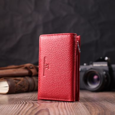 Кожаный удобный женский кошелек в три сложения ST Leather 22490 Красный