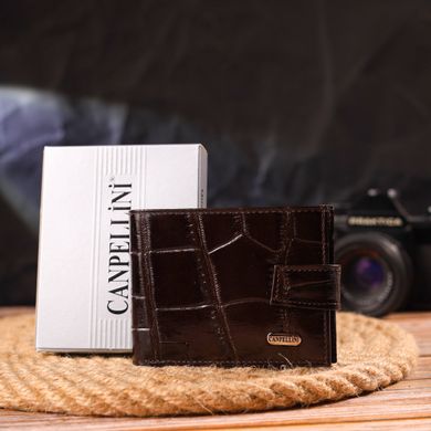 Надійний чоловічий гаманець із натуральної фактурної шкіри CANPELLINI 21516 Коричневий