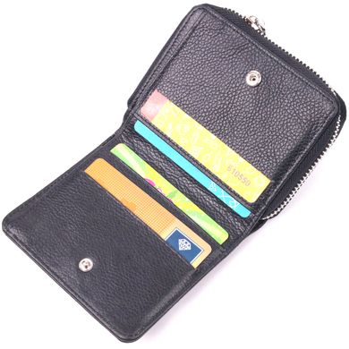 Стильний жіночий гаманець із монетницею на блискавці з натуральної шкіри KARYA 21408 Чорний