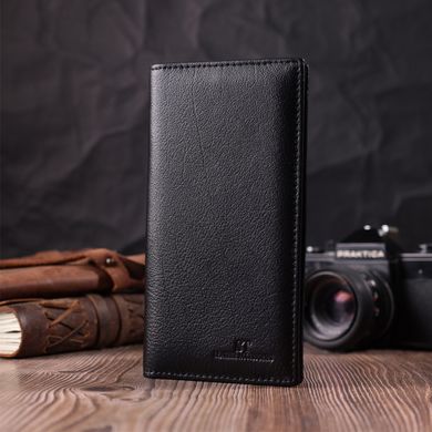 Місткий вертикальний жіночий гаманець на магнітах із натуральної шкіри ST Leather 22540 Чорний