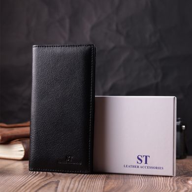 Місткий вертикальний жіночий гаманець на магнітах із натуральної шкіри ST Leather 22540 Чорний