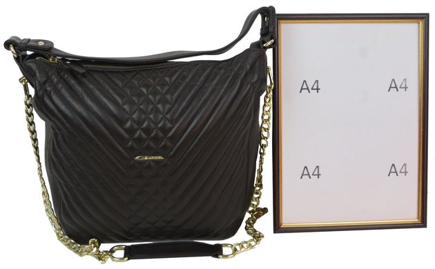 Жіноча шкіряна сумка з ремінцем ланцюжком Giorgio Ferretti коричнева