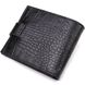 Чоловічий оригінальний гаманець горизонтального формату з натуральної шкіри з тисненням під крокодила CANPELLINI 21768 Чорний