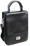 Вертикальная мужская кожаная барсетка, сумка Giorgio Ferretti черная фото