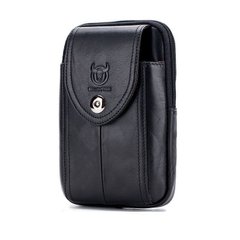 Напоясная сумка-чехол для смартфона T1397А Bull из натуральной кожи Черный
