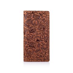 Місткий дизайнерський гаманець з натуральної матової шкіри рижого кольору, колекція "Let's Go Travel"