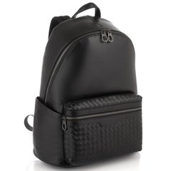 Мужской кожаный рюкзак с плетением Tiding Bag B3-8608A Черный