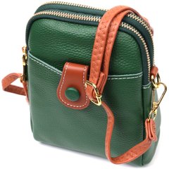 Небольшая сумка трапеция для женщин из натуральной кожи Vintage 22268 Зеленая