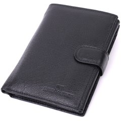 Місткий гаманець чоловічий з блоком під документи з натуральної шкіри ST Leather 22491 Чорний