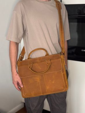 Шкіряний портфель для ноутбука роботи та документів Vintage 14066 Коричневий