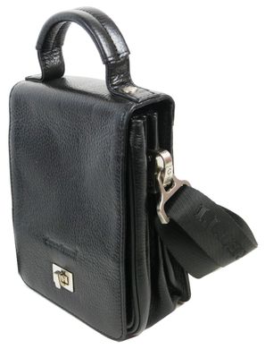 Вертикальная мужская кожаная барсетка, сумка Giorgio Ferretti черная
