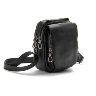 Сумка чоловіча через плече із натуральної гладкої шкіри TDING BAG 6016A Чорний