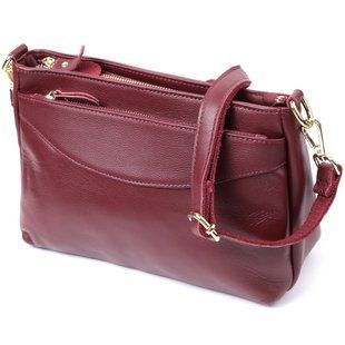 Жіноча сумка на три відділення з натуральної шкіри Vintage sale_15086 Бордовий