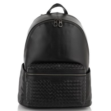 Мужской кожаный рюкзак с плетением Tiding Bag B3-8608A Черный