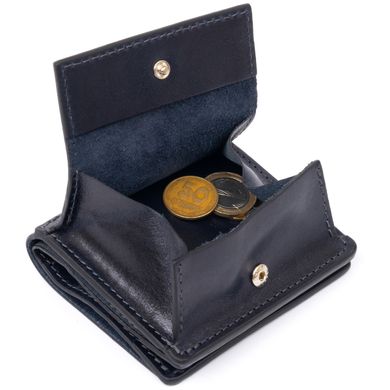 Вертикальне глянсове портмоне з накладною монетницьою GRANDE PELLE 11332 Синє