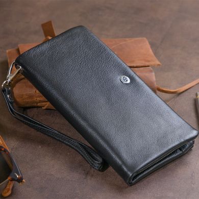 Кошелек-клатч из кожи с карманом для мобильного ST Leather 19310 Черный