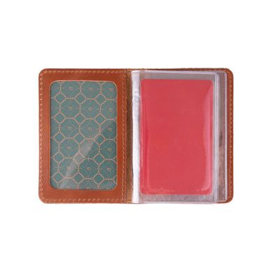 Шкіряна обкладинка-органайзер для ID паспорта та інших документів бурштинового кольору