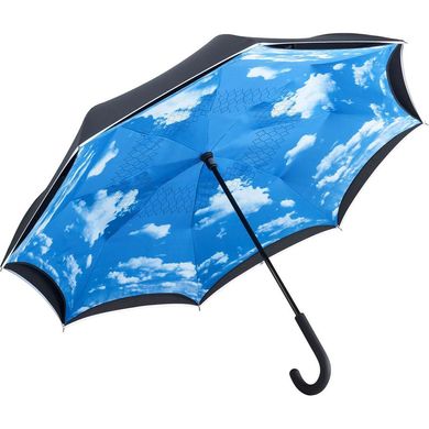 Зонт-трость обратного сложения механический женский со светоотражающими вставками FARE (ФАРЕ) FARE7719-oblako Черный