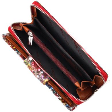 Яскраве жіноче велике портмоне з фактурної натуральної шкіри KARYA 21103 Різнокольоровий