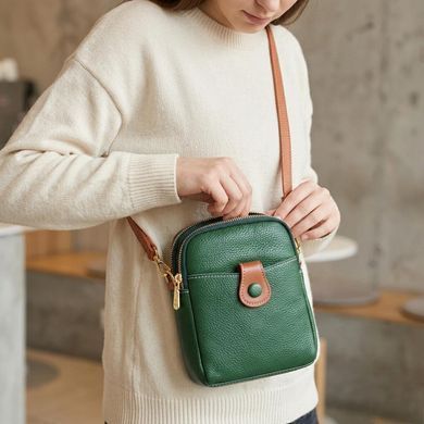 Невелика сумка трапеція для жінок з натуральної шкіри Vintage 22268 Зелена