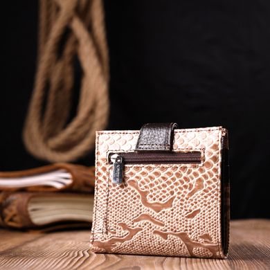 Нежный женский бумажник из натуральной фактурной кожи KARYA 20953 Бежевый