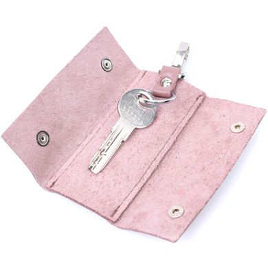 Чарівна жіноча шкіряна ключниця на кнопках GRANDE PELLE 11641 Пудровий