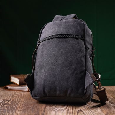 Практичная сумка-рюкзак с двумя отделениями из плотного текстиля Vintage 22162 Черный