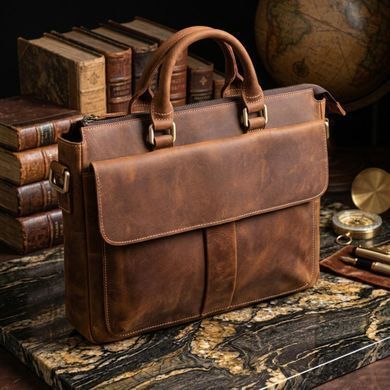 Шкіряний портфель для ноутбука роботи та документів Vintage 14066 Коричневий