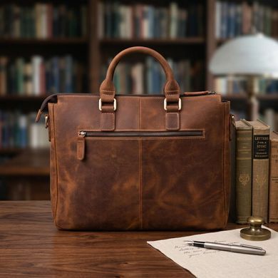 Шкіряний портфель для ноутбука роботи та документів Vintage 14066 Коричневий