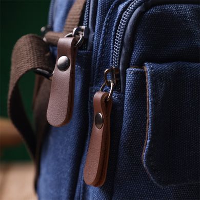 Удобная небольшая мужская сумка из плотного текстиля Vintage 22221 Синий